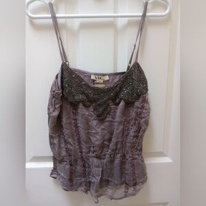 Forever 21 Dark Grey Beaded Woven Tank Top, Medium, New With Tag